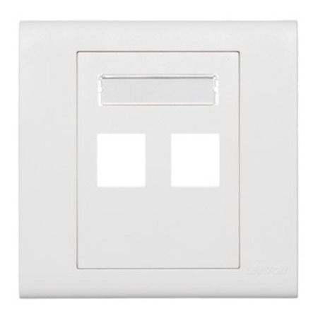 LEVITON WALLPLATES W/PLT 2PORT ID 86MM WH BL186-P2W